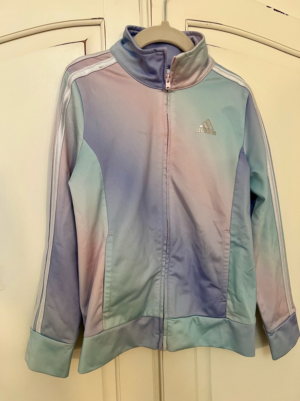 adidas Kids / Girls Pastel Ombre Track Jacket - Blue/Pink/Green, Size 7